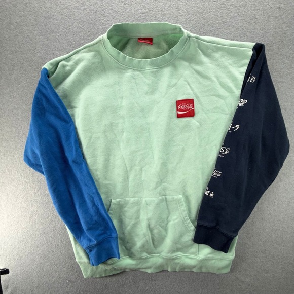 Coca-Cola Colorblock Crewneck Sweatshirt Mint Green Blue XXL International Logo